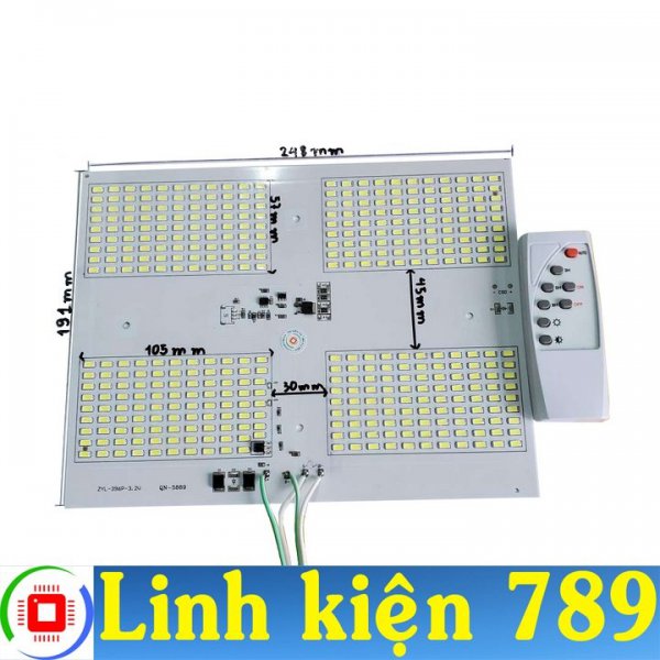 Bộ mạch đèn LED năng lượng mặt trời LED pha 4 khoang 200W gồm mạch và remote